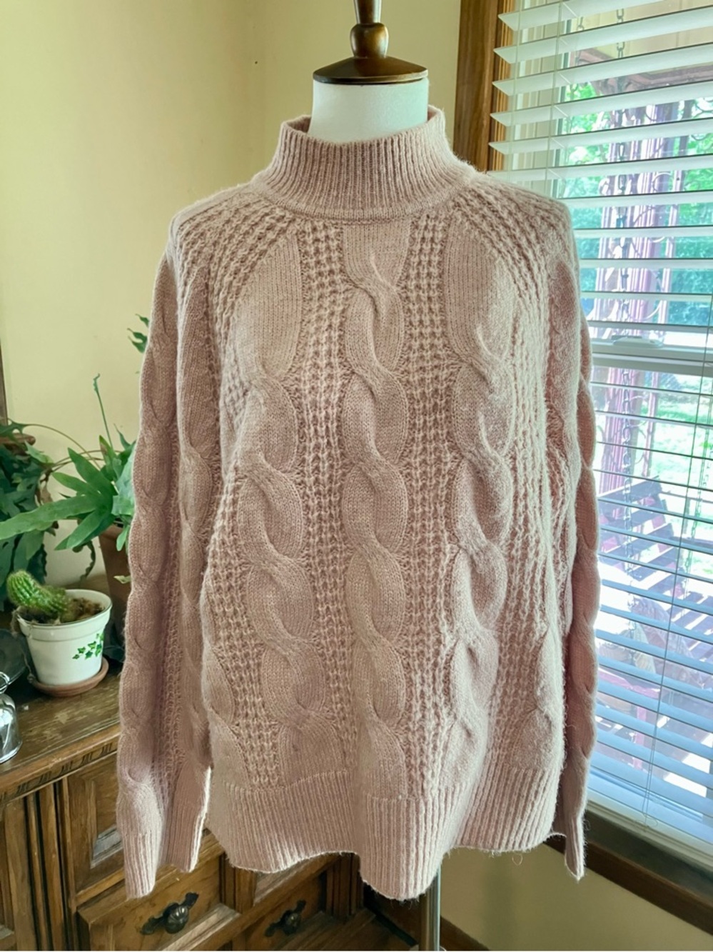 J.Crew mauve cable knit sweater small